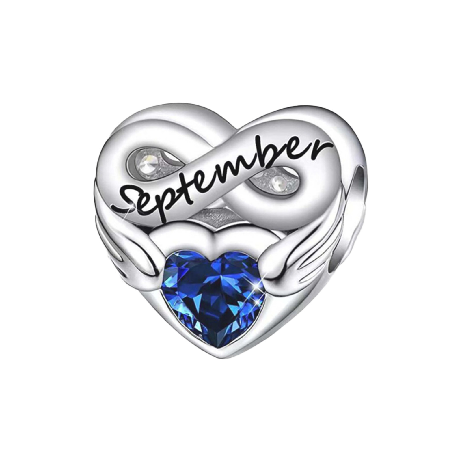 September Heart Infinity Birthstone Charm For Bracelet, September Charm