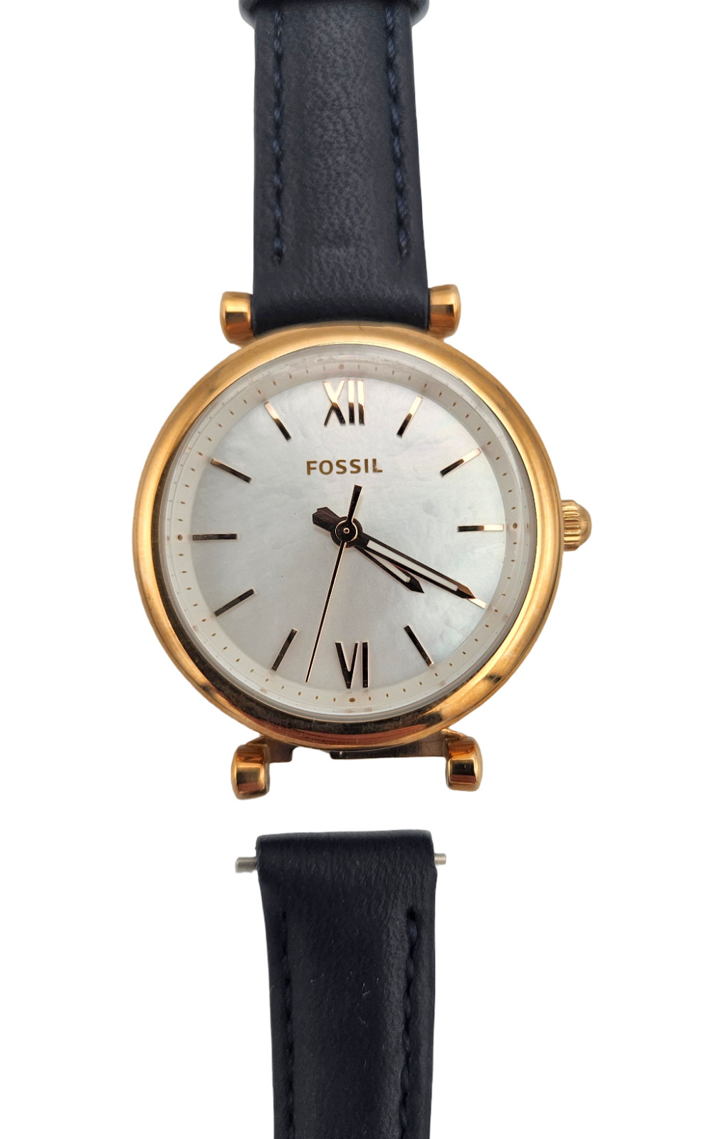 Fossil Women’s Mini Carlie Star Leather Strap Watch 28mm in Navy F2313