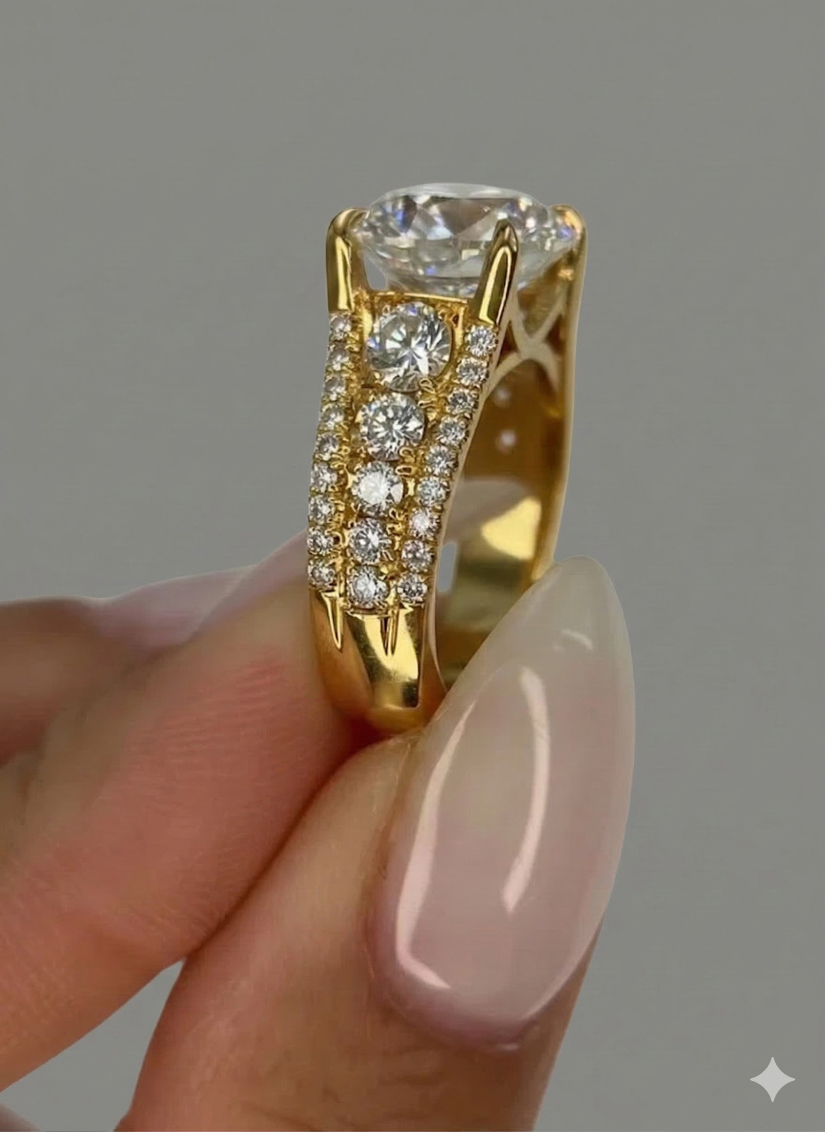6.50 Ct Diamond Ring Round Cut 14k Yellow Gold Lab Grown IGI Certified VVS E F