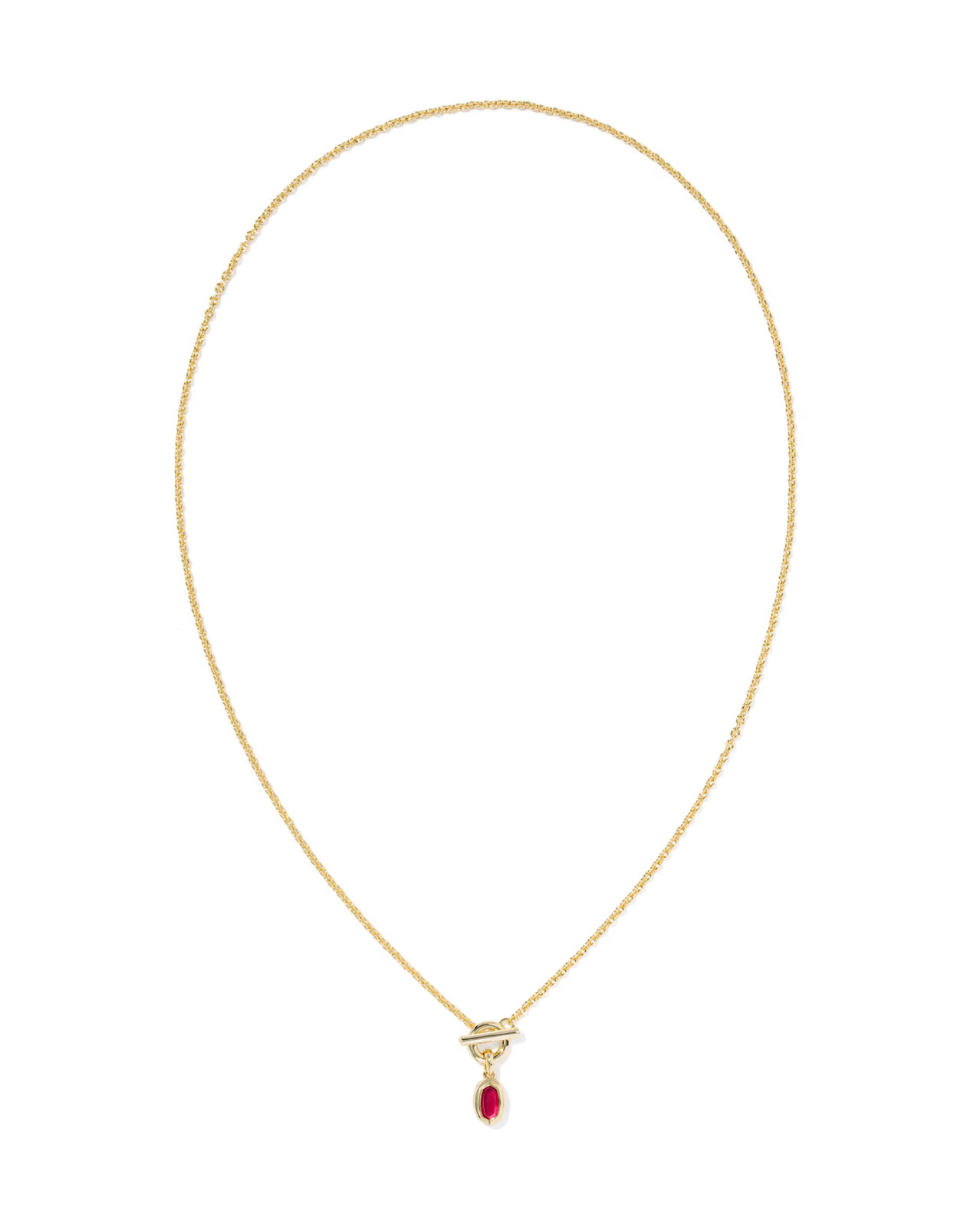 Kendra Scott Mini Elisa Toggle Silver Short Pendant Necklace Red