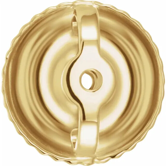 14K Yellow Gold Round Pre-Notched Stud Earring Mount Setting Threaded – 1 Piece