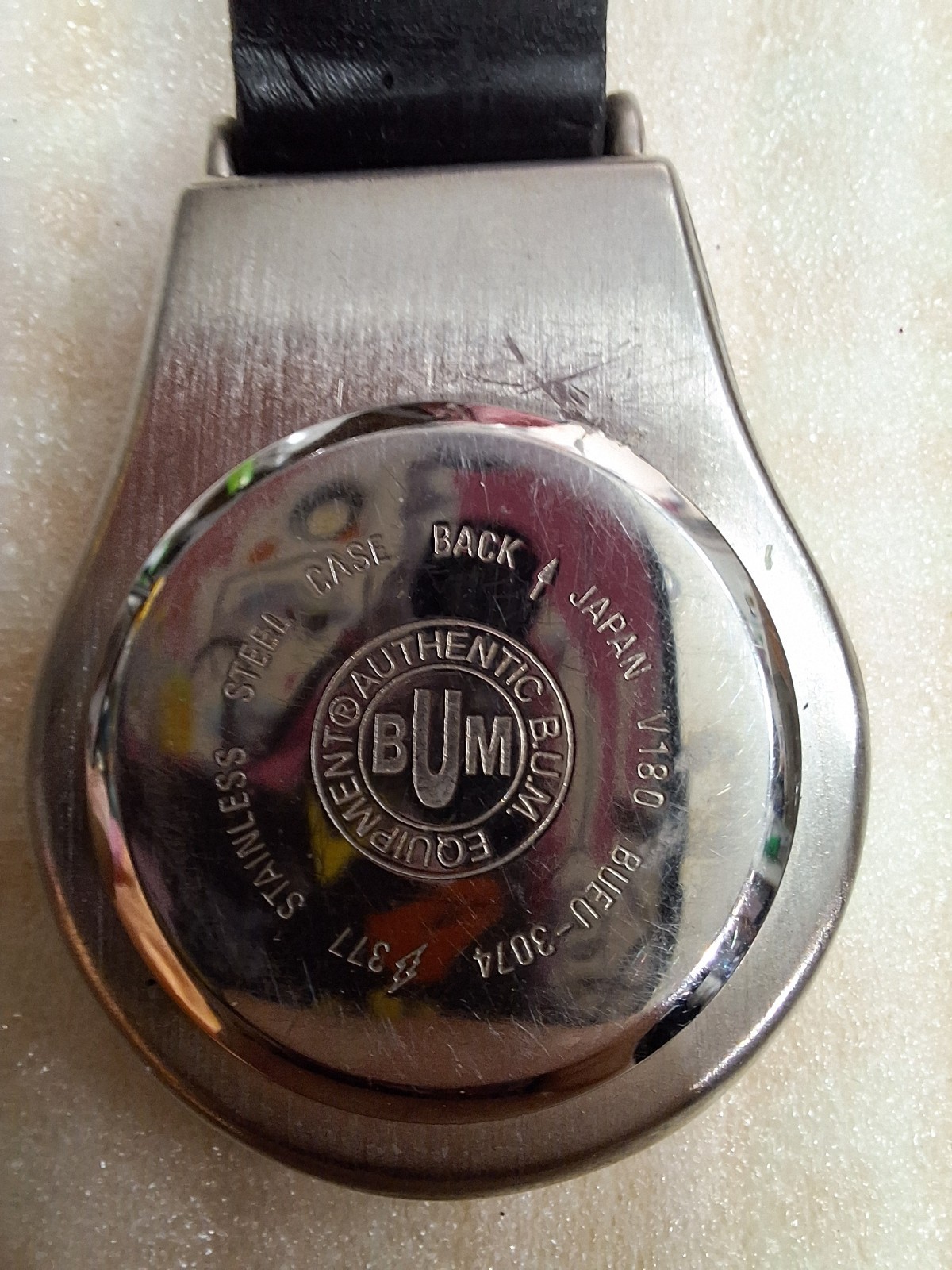 B.U.M. Equipment Quartz Key Ring Clip Watch w/ Compass, White Dial, Silver SS