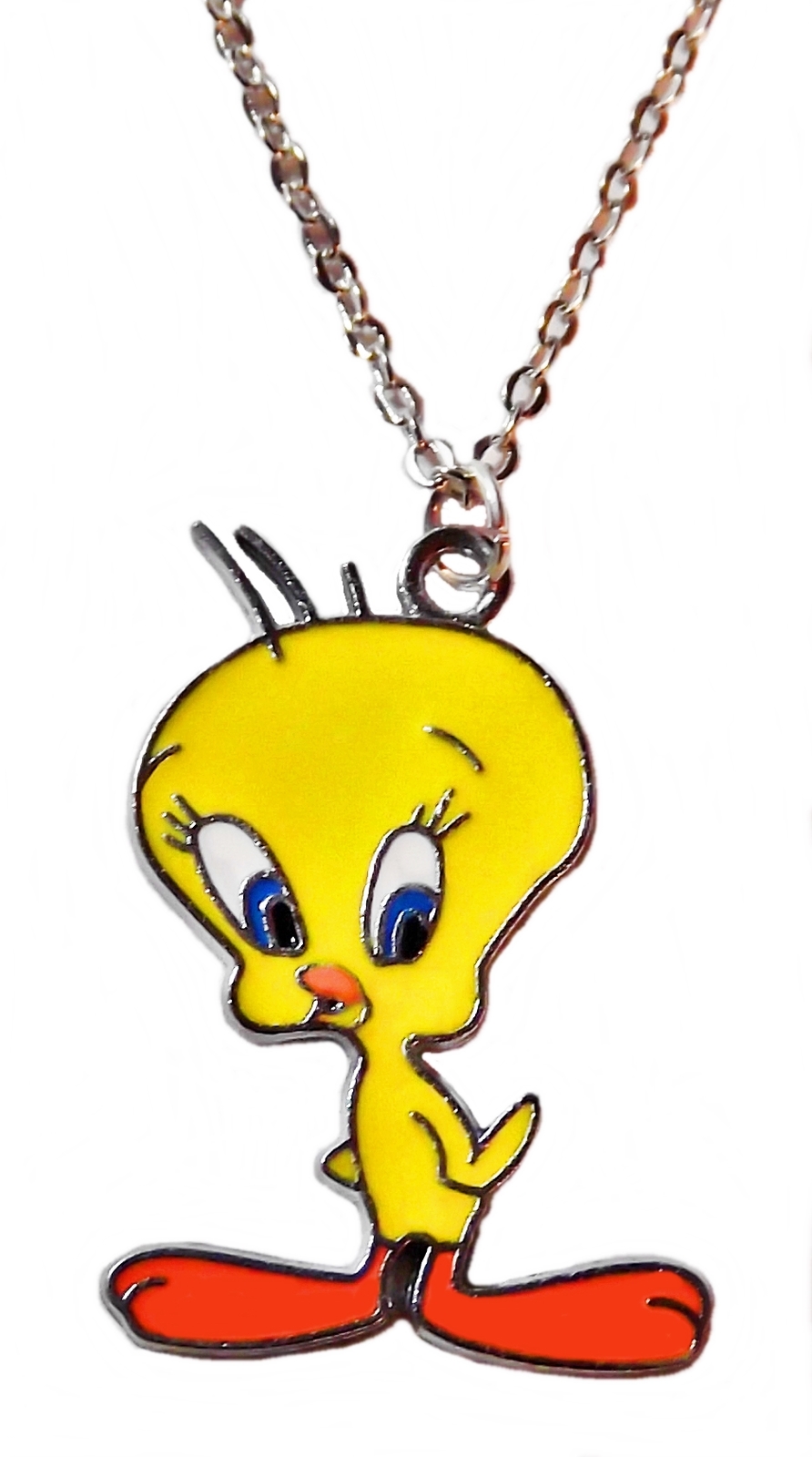 Looney Tunes Tweety Bird Standing Metal Pendant With Enamel Finish 17″ Chain Nec