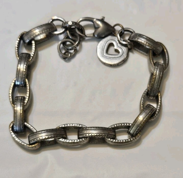 Brighton Deja Vu Silver Tone Chain Link 7 1/2″-8″Adj Inch Bracelet