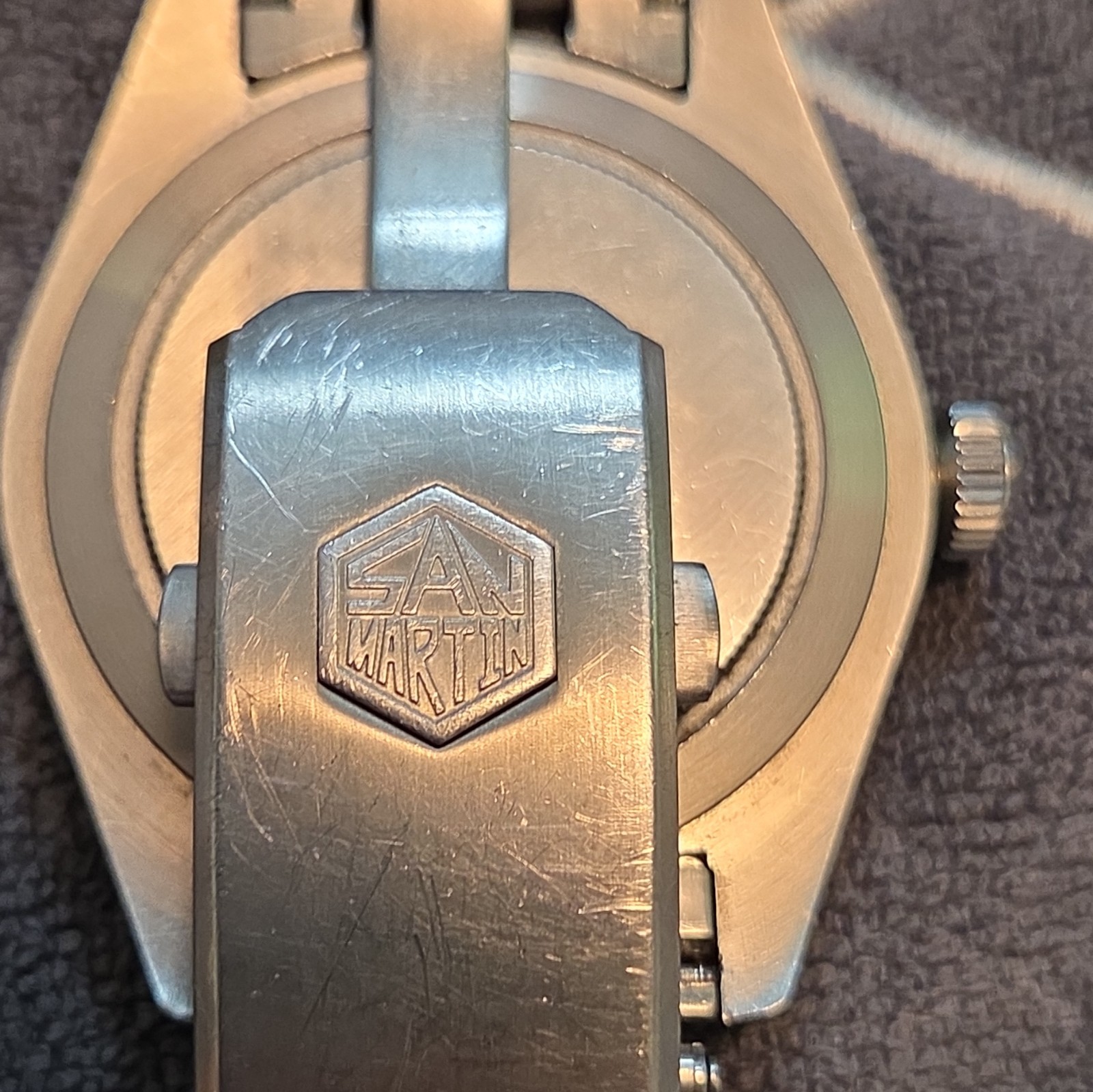 San Martin Automatic Diver Watch 200m 40mm Blue Dial Bezel Steel Bracelet
