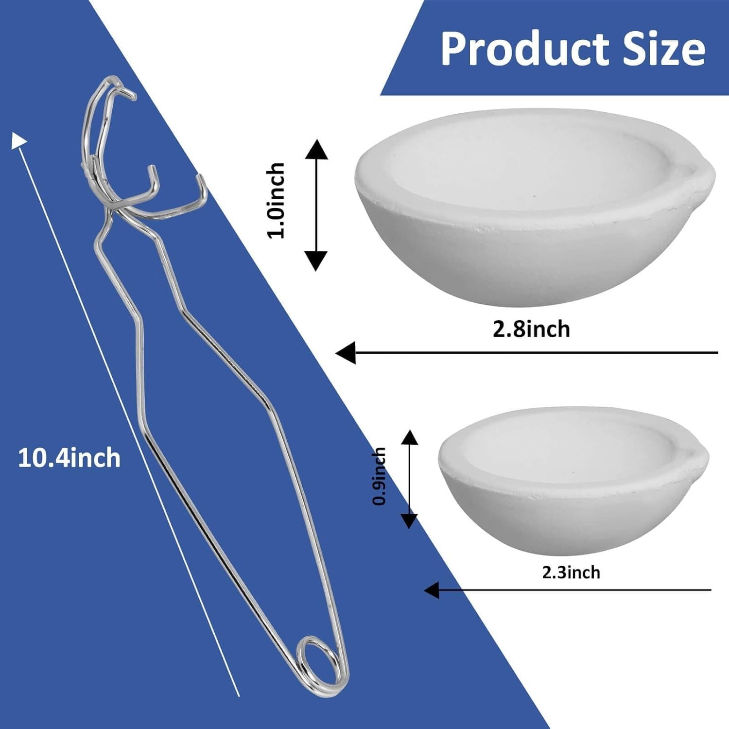 8 Crucibles For Melting Metal Kit Gold Silver Copper Ceramic Quartz With Handles