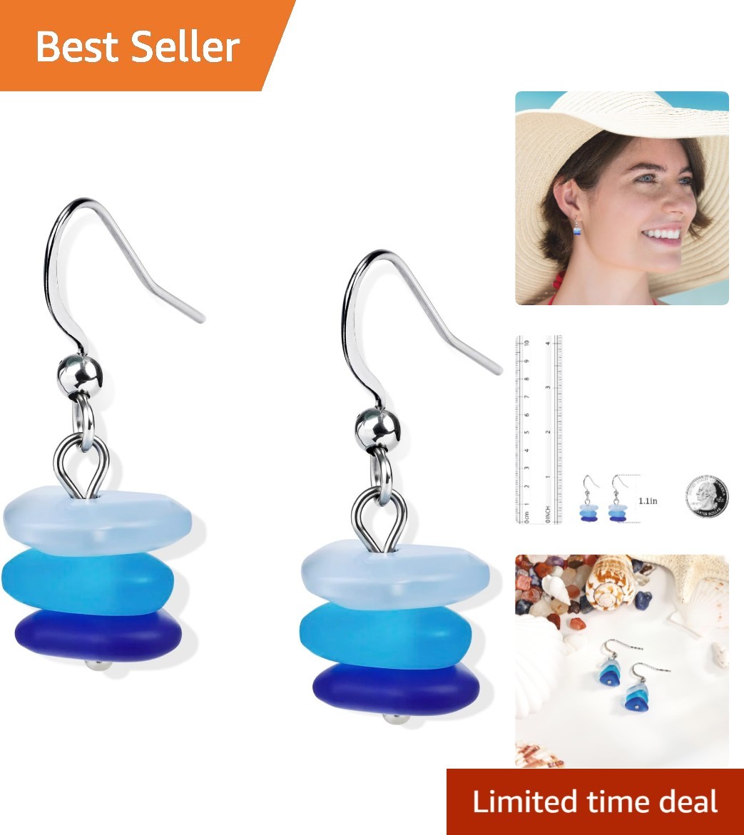 Gradient Blue Dangle Earrings for Women – Hypoallergenic Stylish Beach Accessory