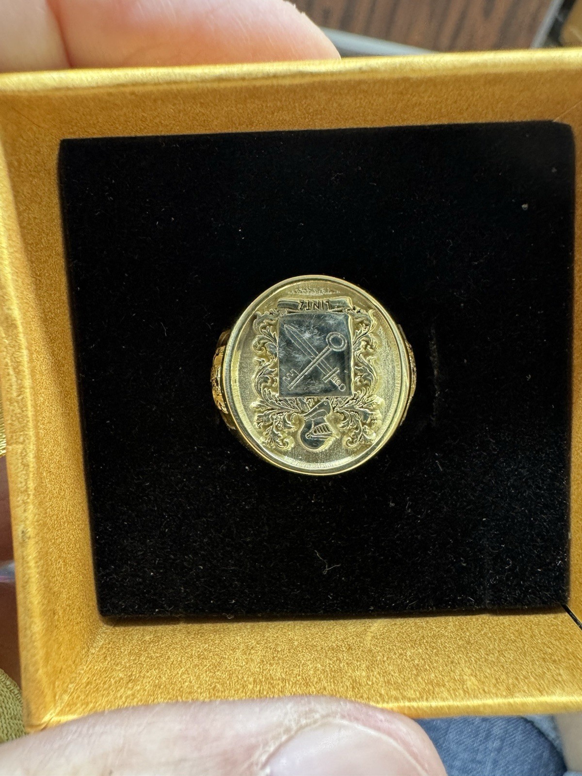 Silver 9.25 Gold Family Crest Signet Ring Traditional coat of arms With Helmet