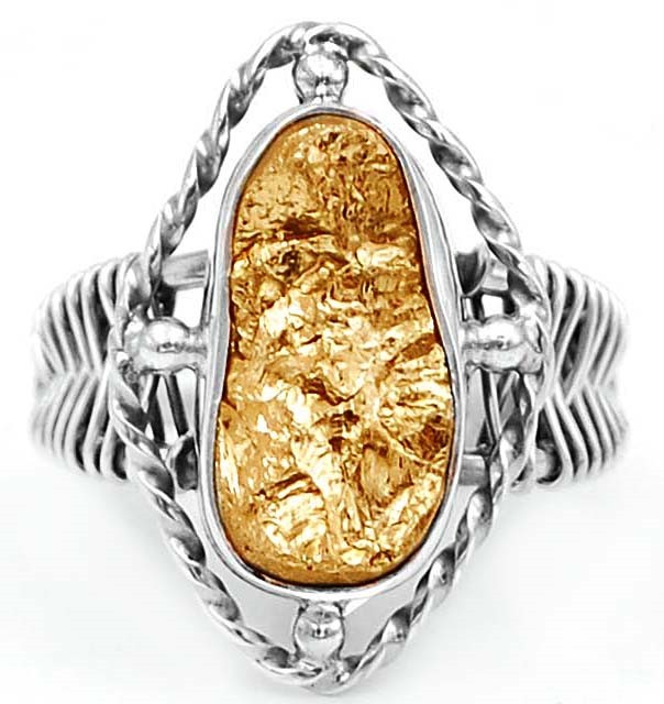 Natural Golden Pyrite Druzy 925 Solid Sterling Silver Ring Sz 8, @B6-6