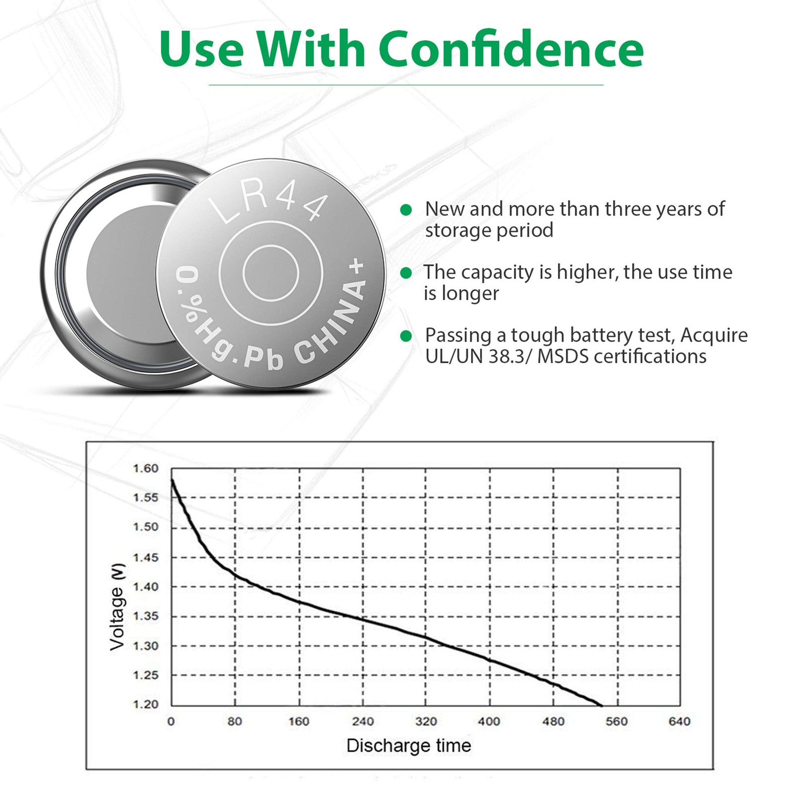 LiCB 20 Pack LR44 AG13 357 303 SR44 Battery 1.5V Button 20PCS Batteries