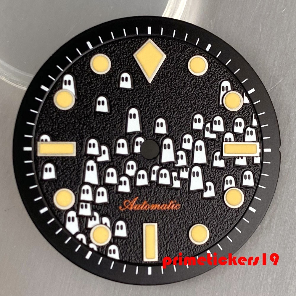 29mm Hallowmas Ghost Watch Dial Luminous Fit NH35 NH36 NH38 Movt Wristwatch Face