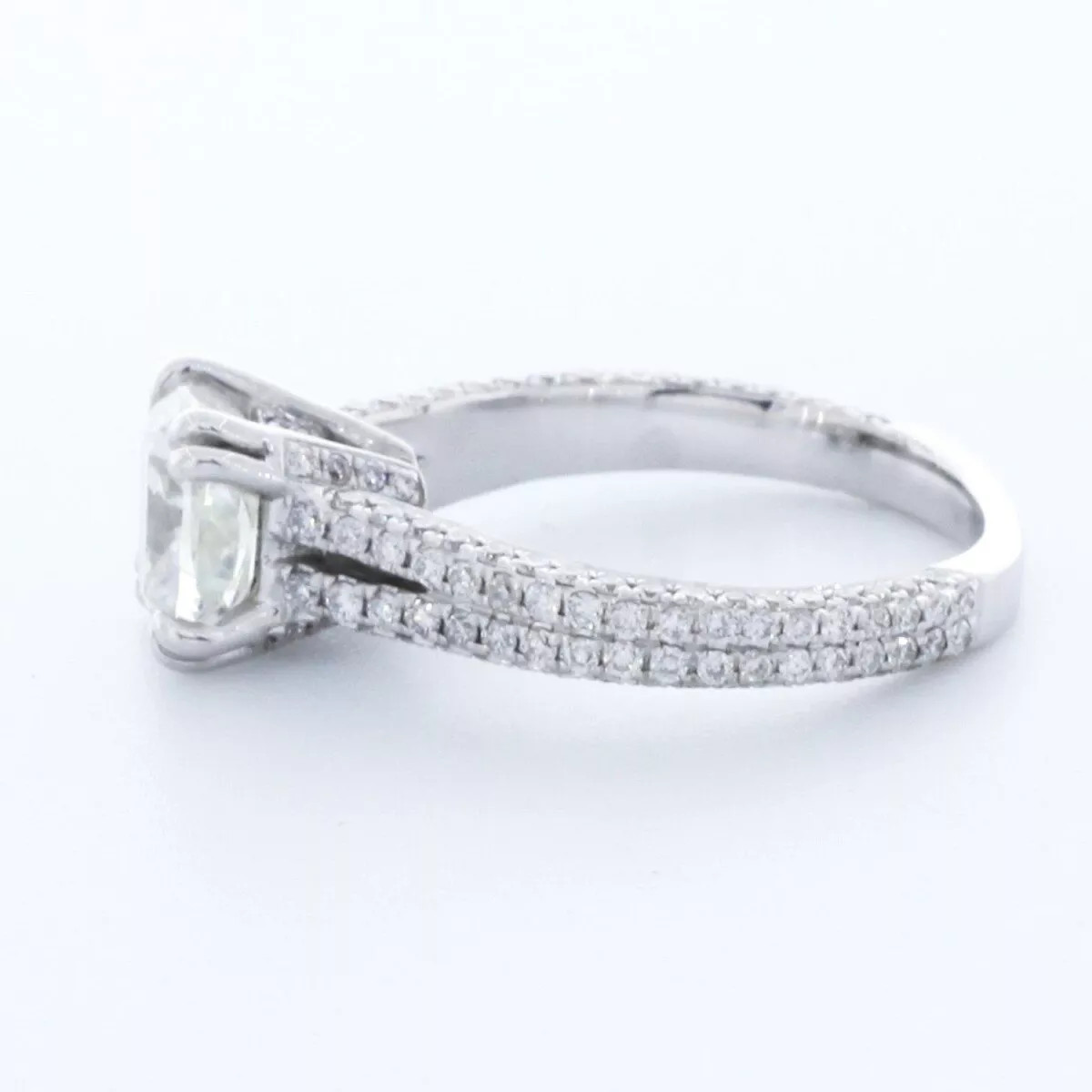 Side Stone Engagement Ring 14K Gold 2.53 Carat Cushion Lab-Grown Diamond H VS2