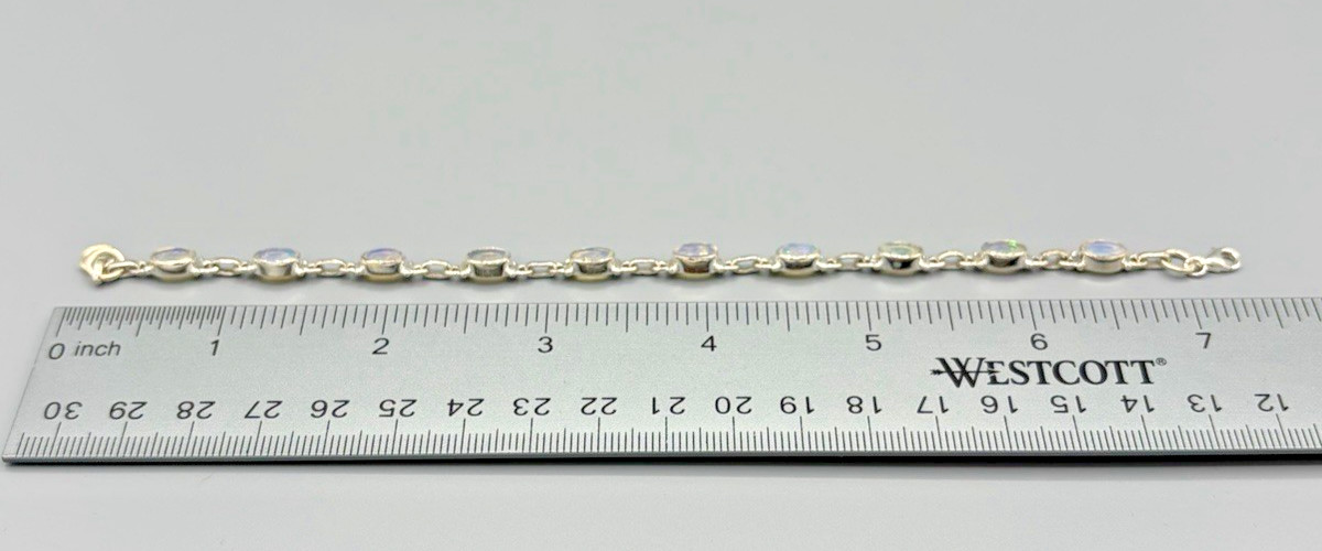 925 Sterling Silver Opal Link Bracelet – 7.5 Inches – Brand New