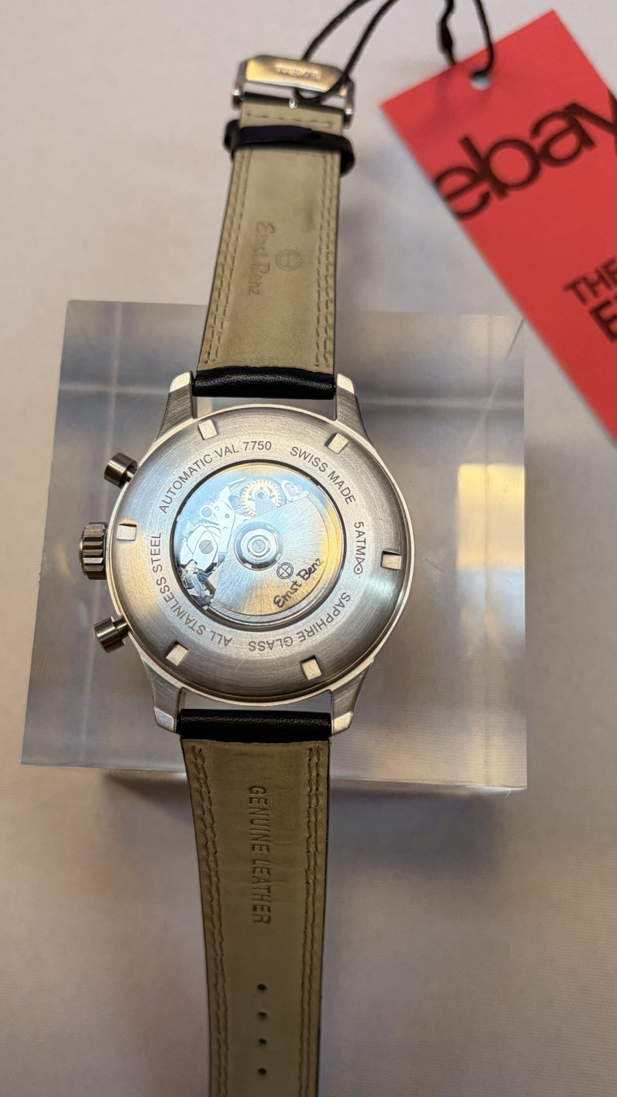 Ernst Benz Chronoscope Automatic Chronograph White Dial Black Leather Strap 43mm