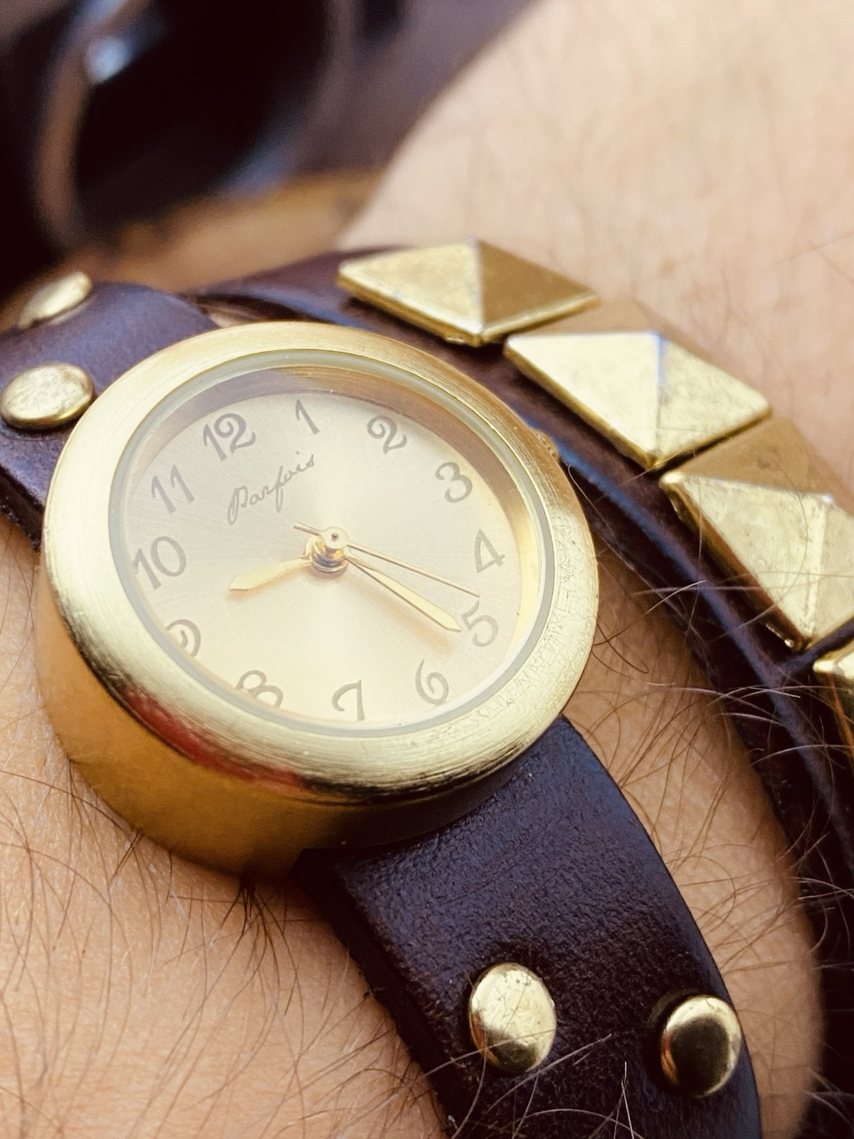 Parfois Watch Women Gold Tone Retro Leather Band New Battery