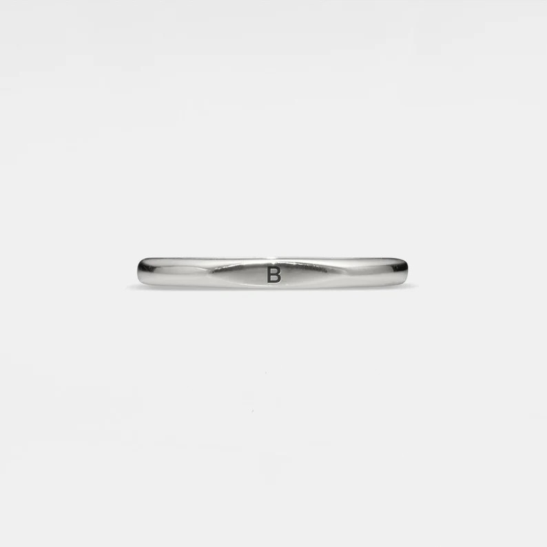 Custom Letter Stacking Couple Ring in 925 Sterling Silver