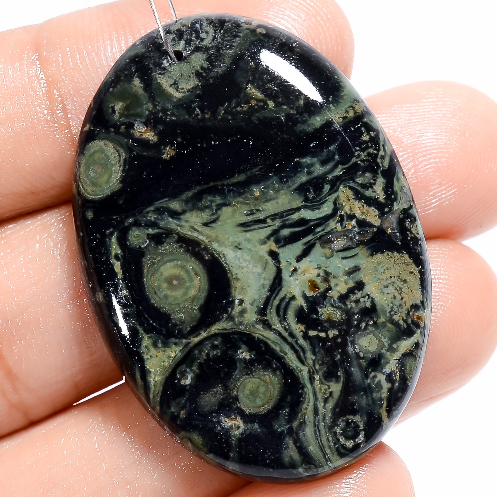 Star Galaxy Jasper Oval Cabochon Drilled Gemstone 53.5 Ct. 38X27X5 mm A-31282