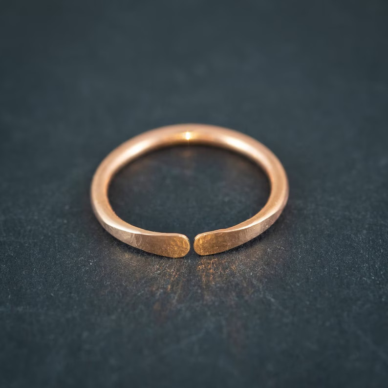 Solid Pure Copper Brass Minimalist Healing Toe Ring, Handmade, Unisex, 2 pc