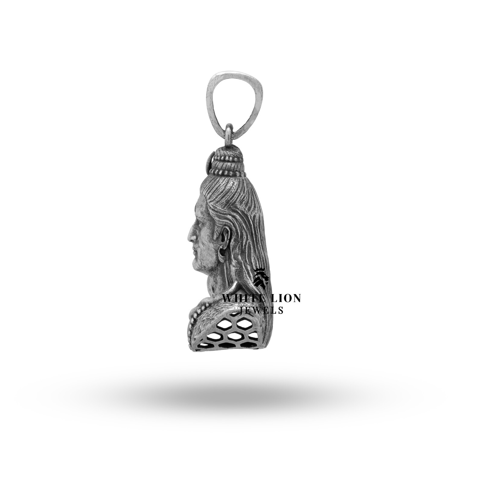 Lord Shiva Bholenath Cobra Moon Third Eye Jatadhari rudraksh 925 Silver Pendant