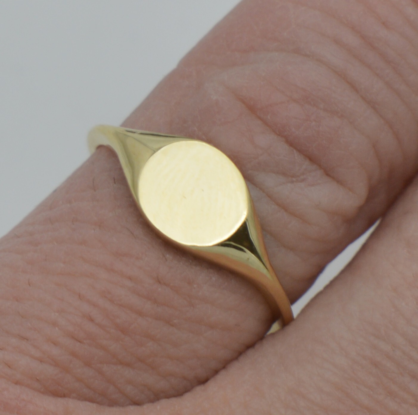 14k Solid Gold Round pinky Engraved Signet Personalized, Ring all sizes.