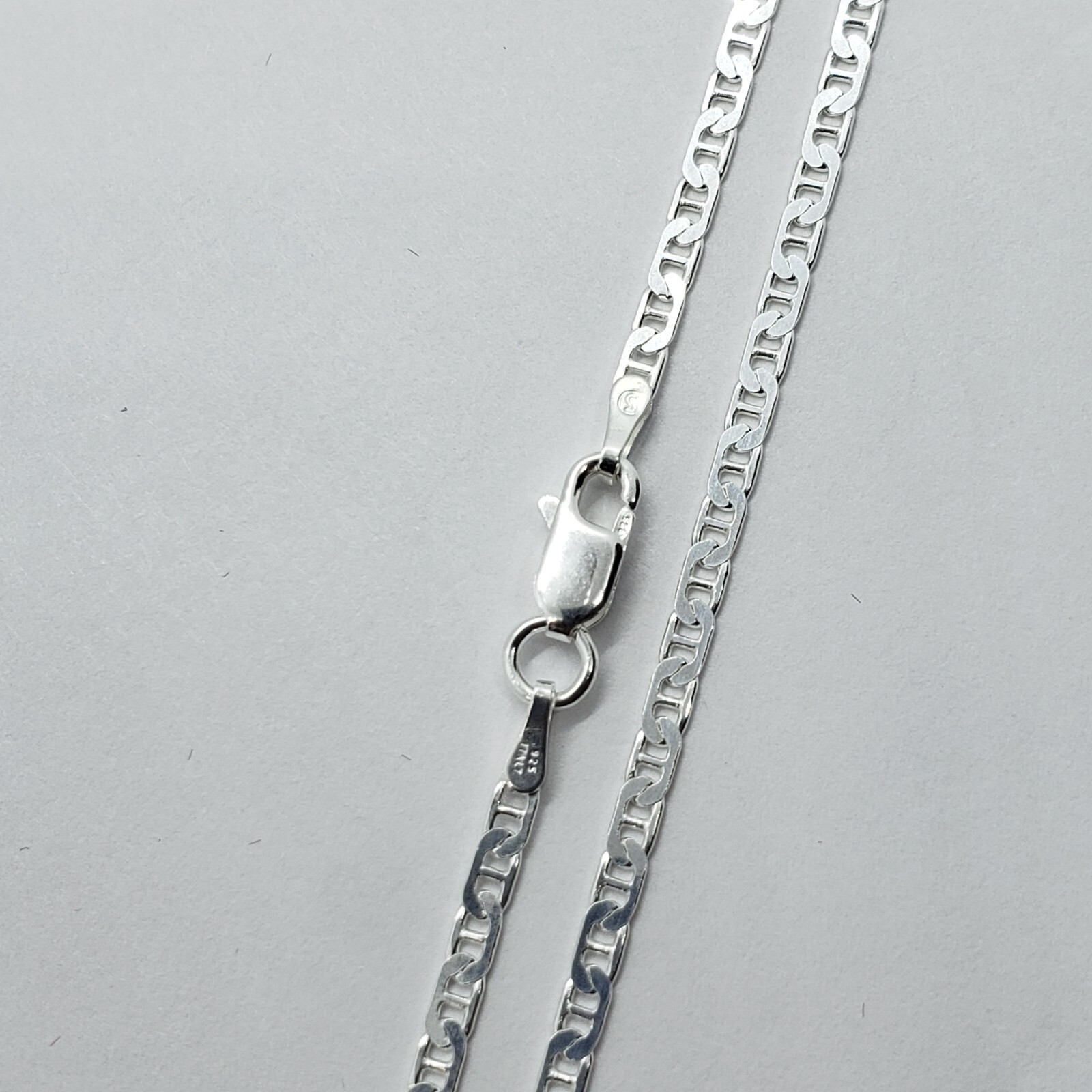 925 Sterling Silver Anklet Anchor Chain Flat Mariner Link Bracelet 2.1mm 9″-10″