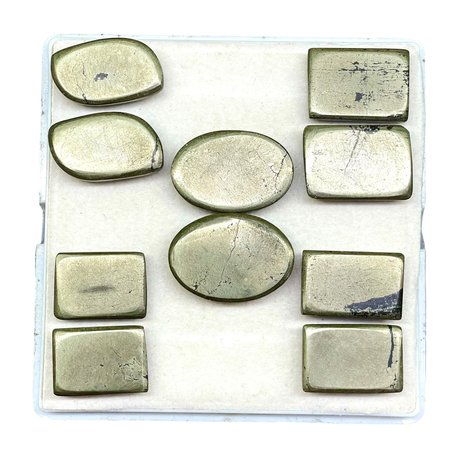 10 Pcs Natural Pyrite Cabochon 20-27mm Loose Golden Metallic Luster Gemstones