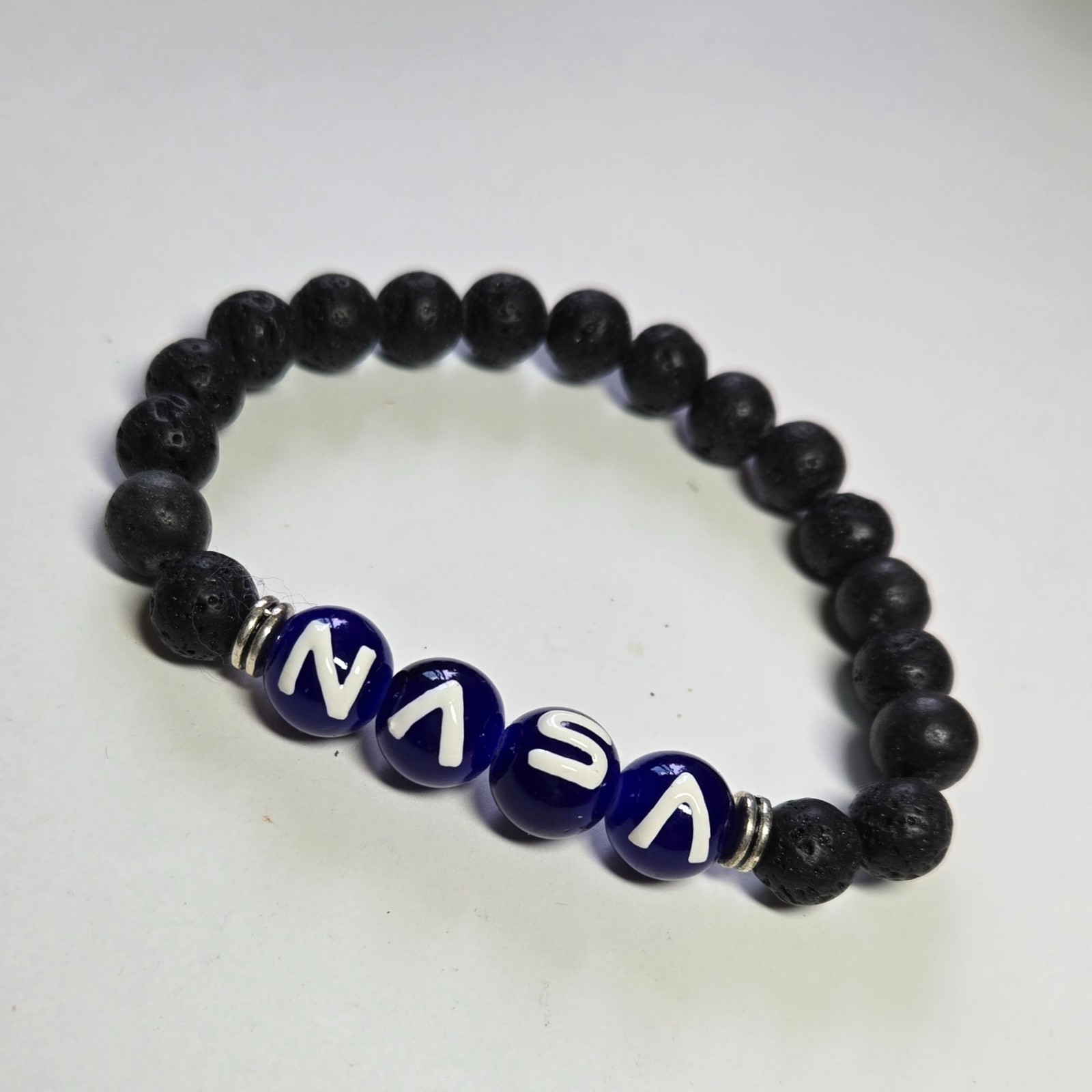 NASA Bracelet Astrology Science Fan Handmade Lava Beaded Stretch Bracelet