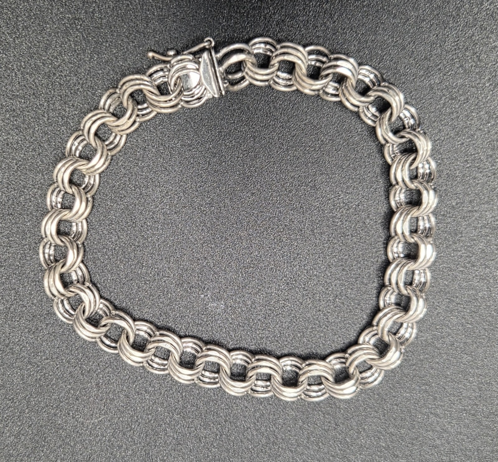 JMS 925 Sterling Silver Round Triple Circle Links 7″ Bracelet 14.4g