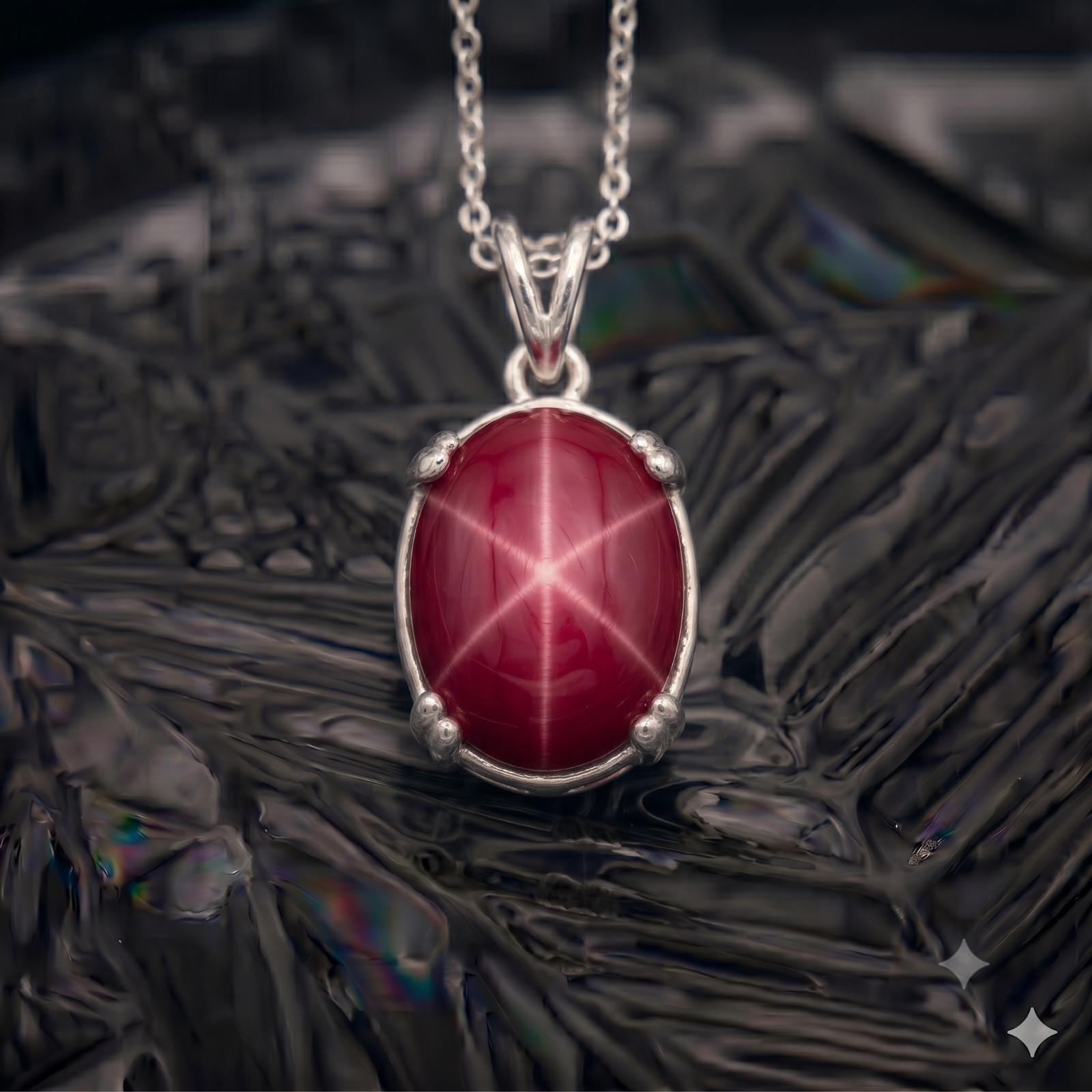 Red Star Sapphire Pendant 925 Sterling Silver Minimalist Pendant Gift For Her