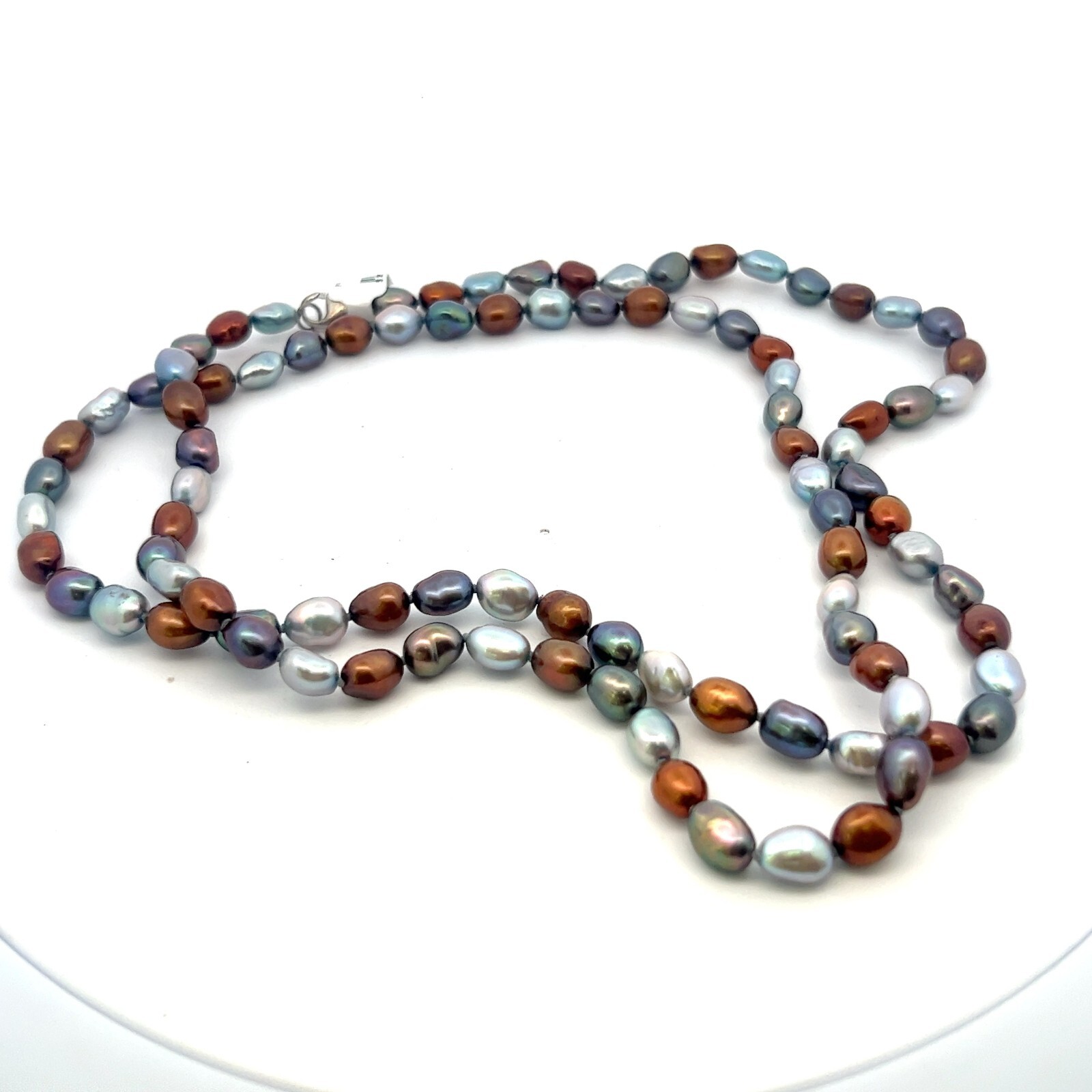 HONORA 36inch Genuine Freshwater 7-8mm Blue & Copper Dyed Baroque Pearl Necklace