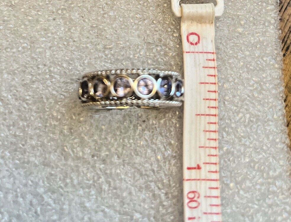 Natural Tanzanite Band Ring in Rhodium Over Sterling Silver (Size 5) 1.90 ctw