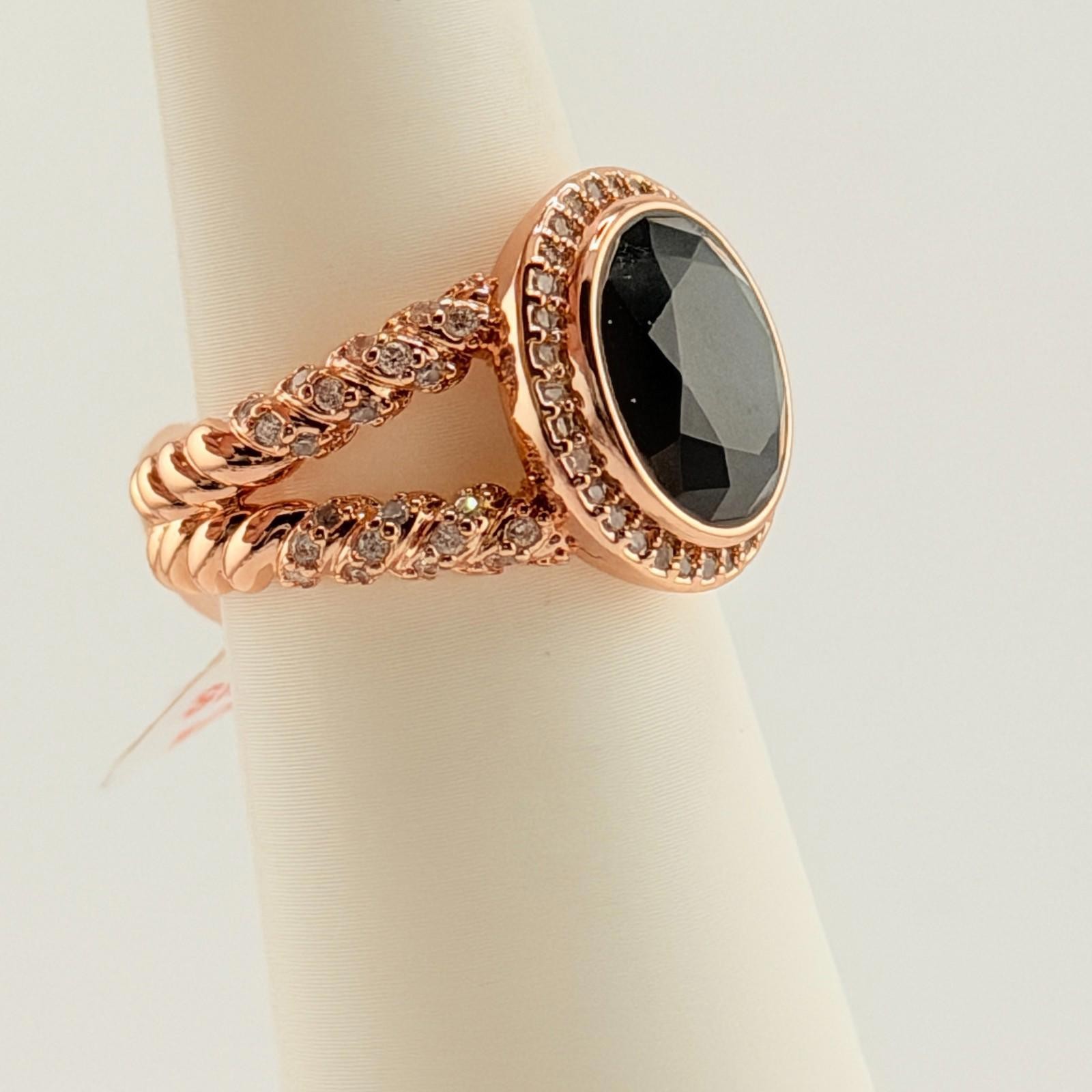 Bomb Party RG77903 Ring Sz 8 “Remember To Dream” Black Onyx on Rose Gold BORG