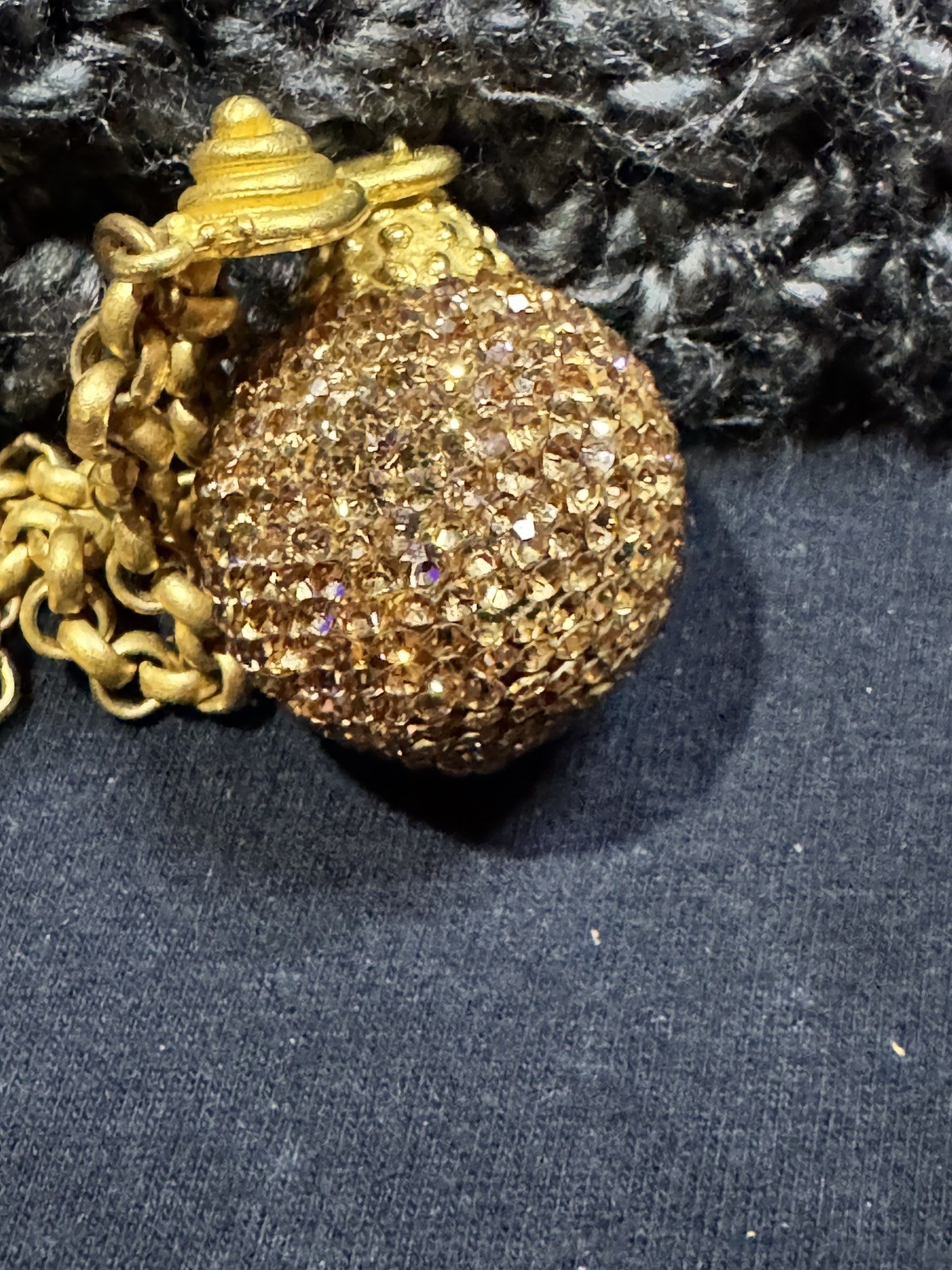 Vintage Deanna Hamro Gold Tone Crystal Pave Necklace(42″) & Earrinng Set, Signed