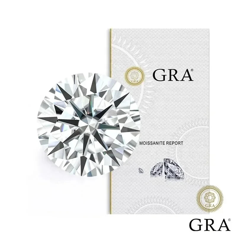 0.5/1/2/3/5ct Moissanite D Color VVS1 Round Loose Real Gem Stone GRA Certified