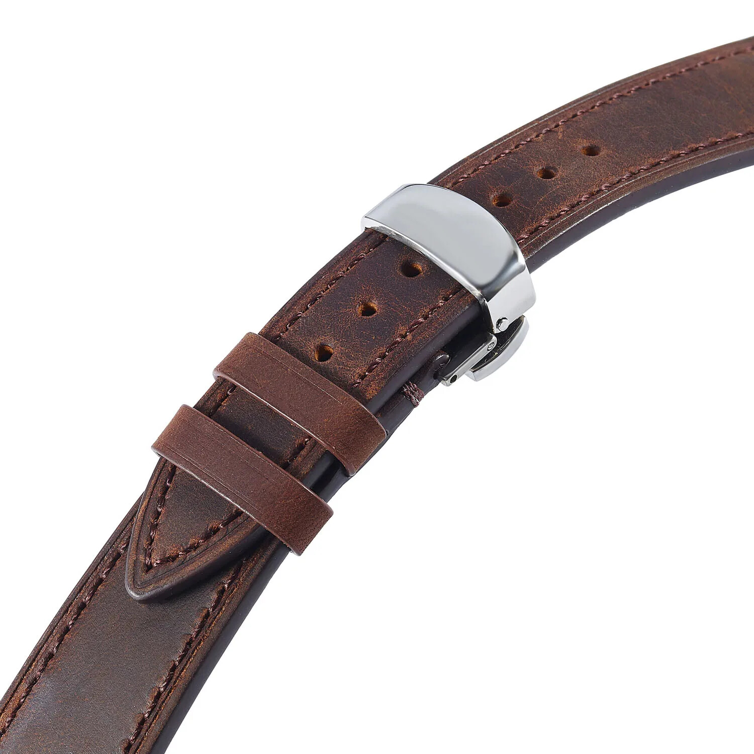 Vintage Cowhide Leather Strap Butterfly Buckle Watch Band 20mm 18 19 21 22 24mm