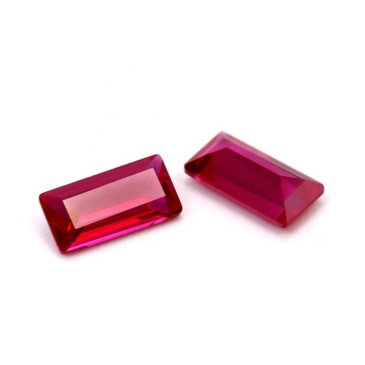 Baguette Fine Cut Lab Created Synthetic Ruby Loose Gemstone For Assorted Jewelry