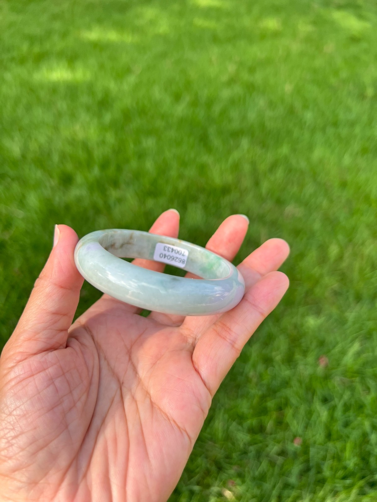 Lavender Green 100% Natural Grade A Jadeite Jade Bangle Bracelet 54.5mm H153