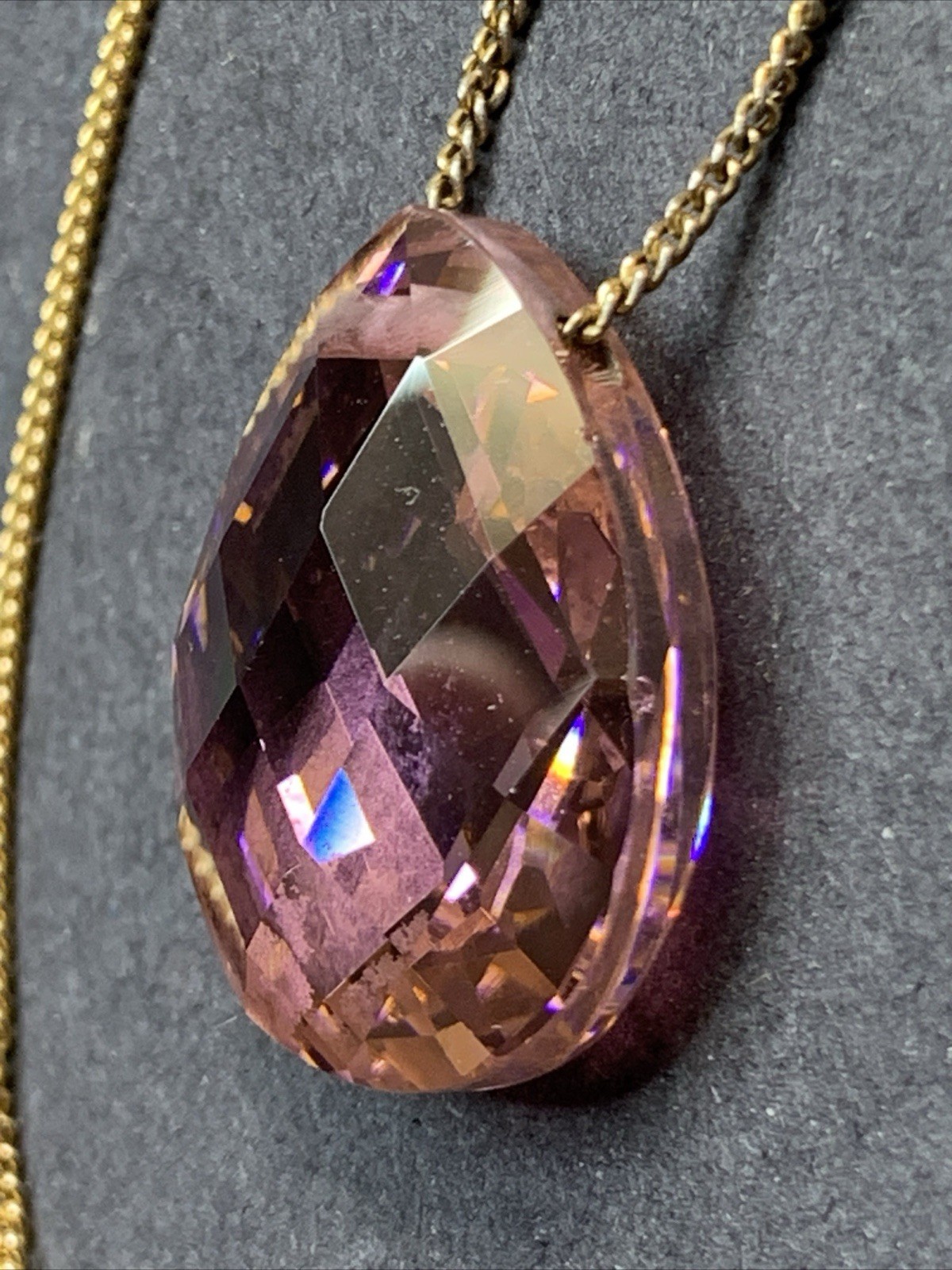 STERLING SILVER 925 Lot Necklace Charms SS19 Triangle Crystal Large Pink Crystal