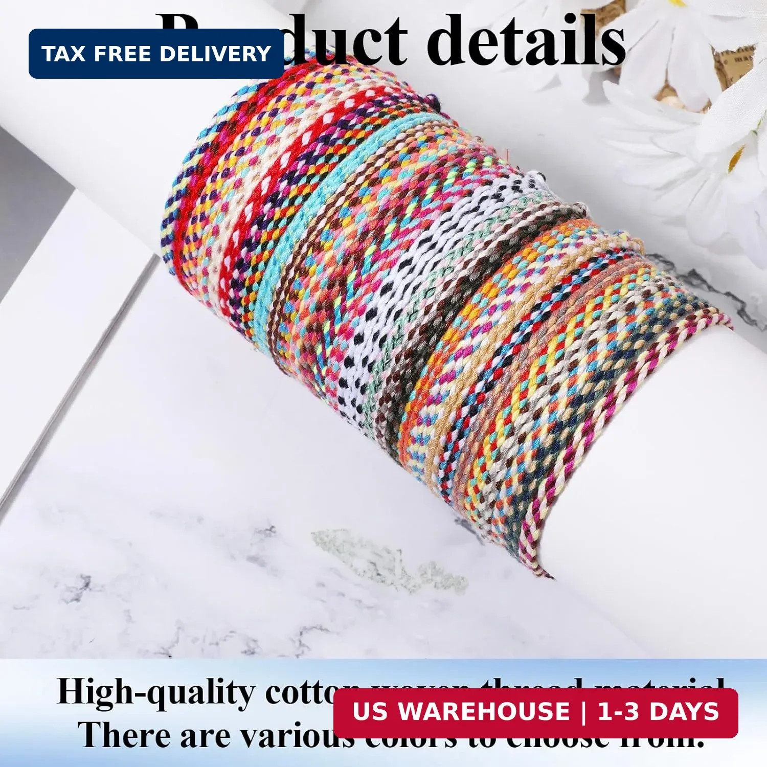 30 PCS Handmade Friendship Braided Bracelet, Woven Wrap Friendship Bracelets Adj