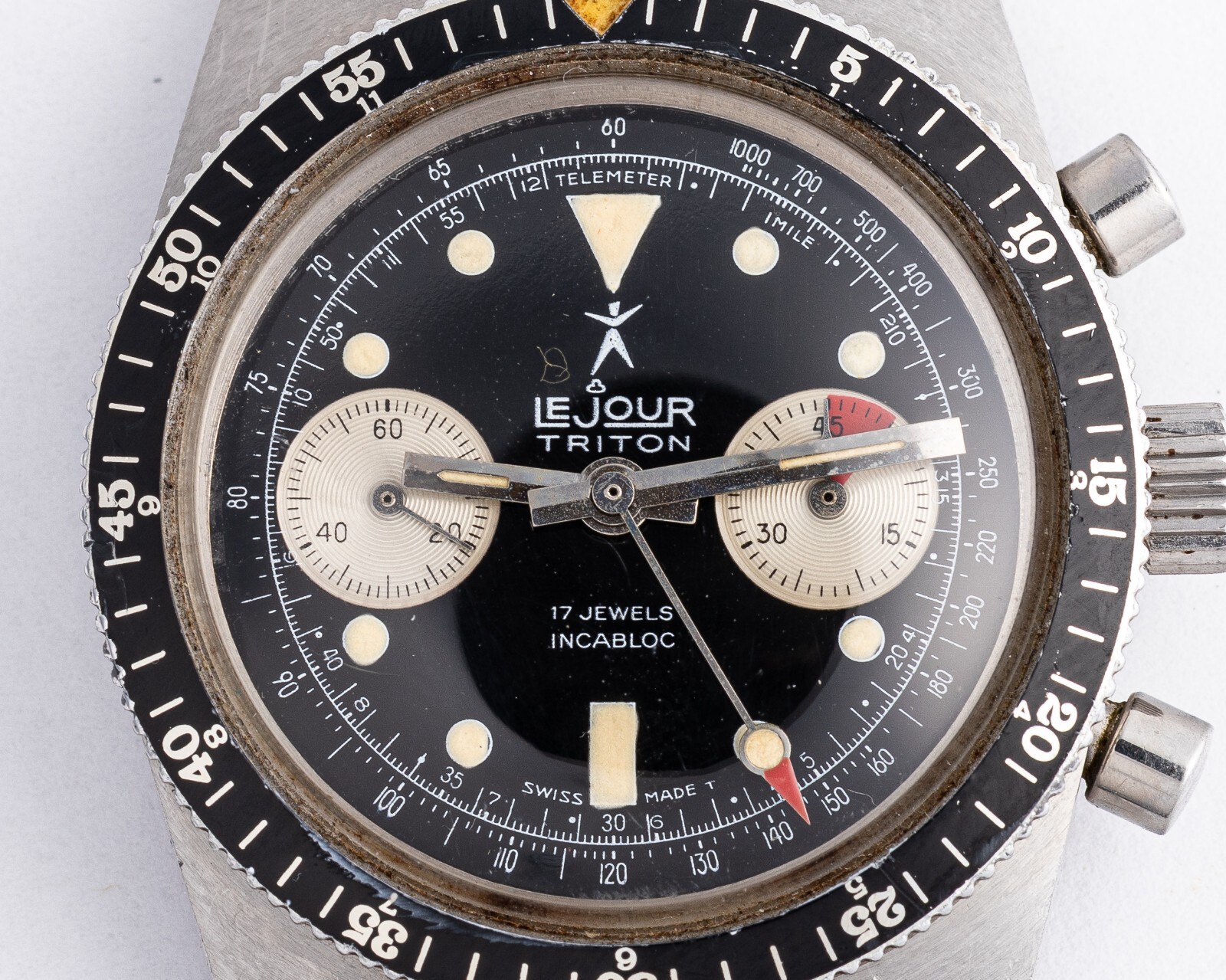 Vintage 1960’s Le Jour Triton 2-Reg. Chronograph w/Original Dial! Landeron 248