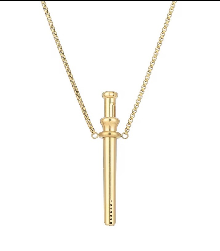 Gold Incognito Bump Straw Necklace Snuff Tool Counterculture Pendant New Device