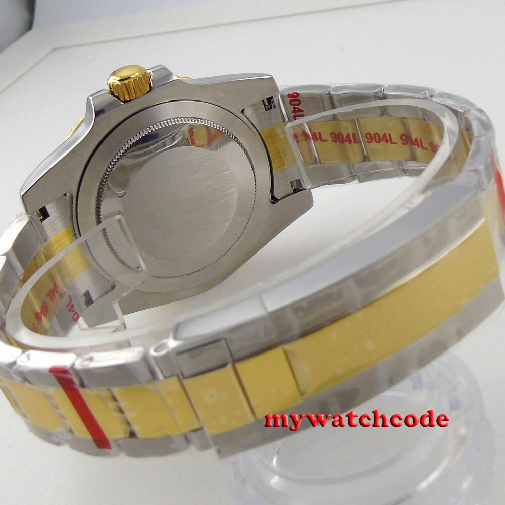 Two Tone 40mm Ceramic Bezel Sapphire Glass Watch Case fit NH35 NH36 2824 8215