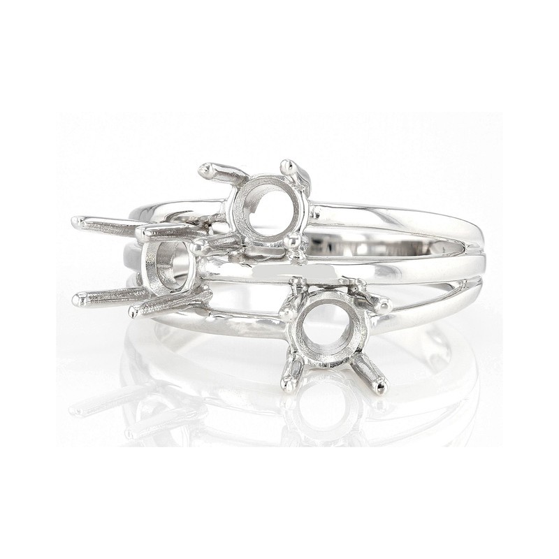 925 Sterling Silver Round 5mm Semi Mount Stackable Without 3-Stone Ring DIY