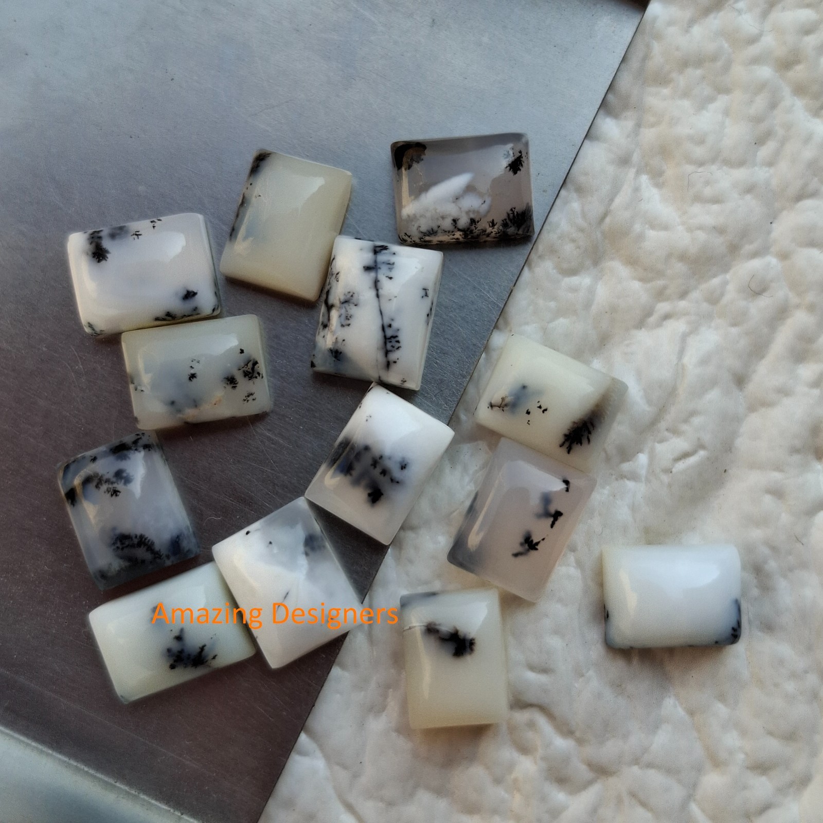 Natural Opal Dendrite Rectangle Cabochon 6x8mm to 20x25mm Loose Gemstone