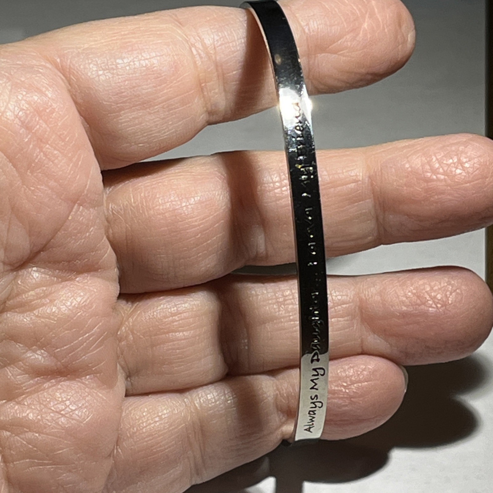 Always My Daughter Inspirational Stainless Steel Cuff Bracelet 1/4 Inch Wide 7”