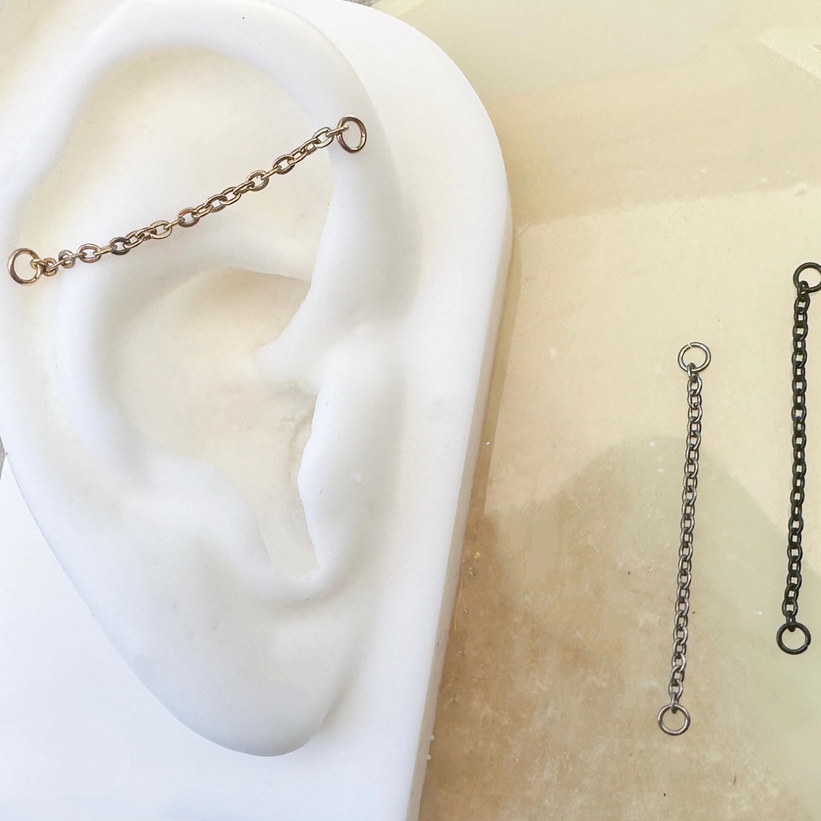 Thin Titanium Nose / Ear Piercing Chain. Gold, Black or Silver.
