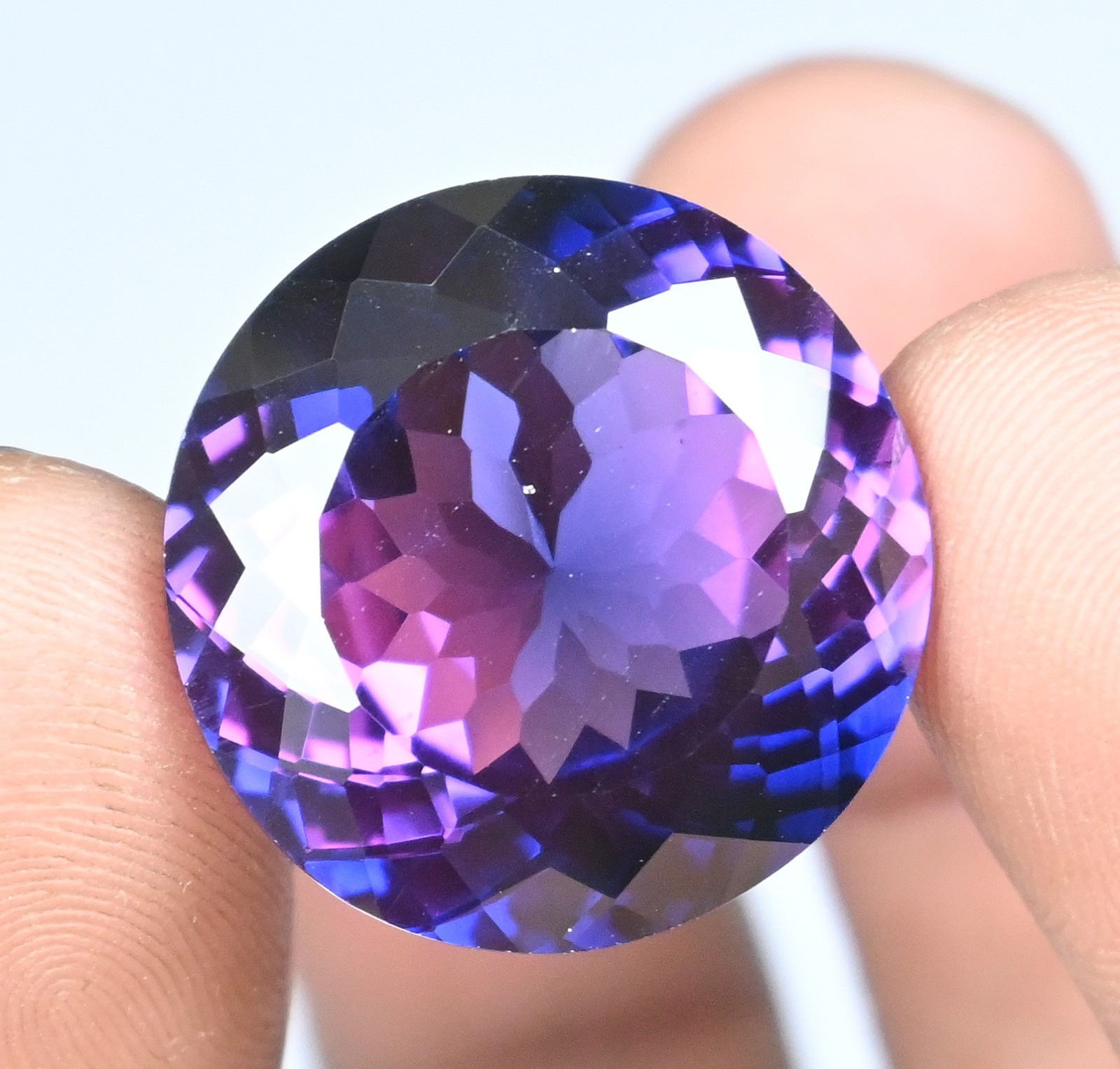 44.40 Ct Natural Boysenberry Sapphire Round Certified Flawless Loose Gemstone