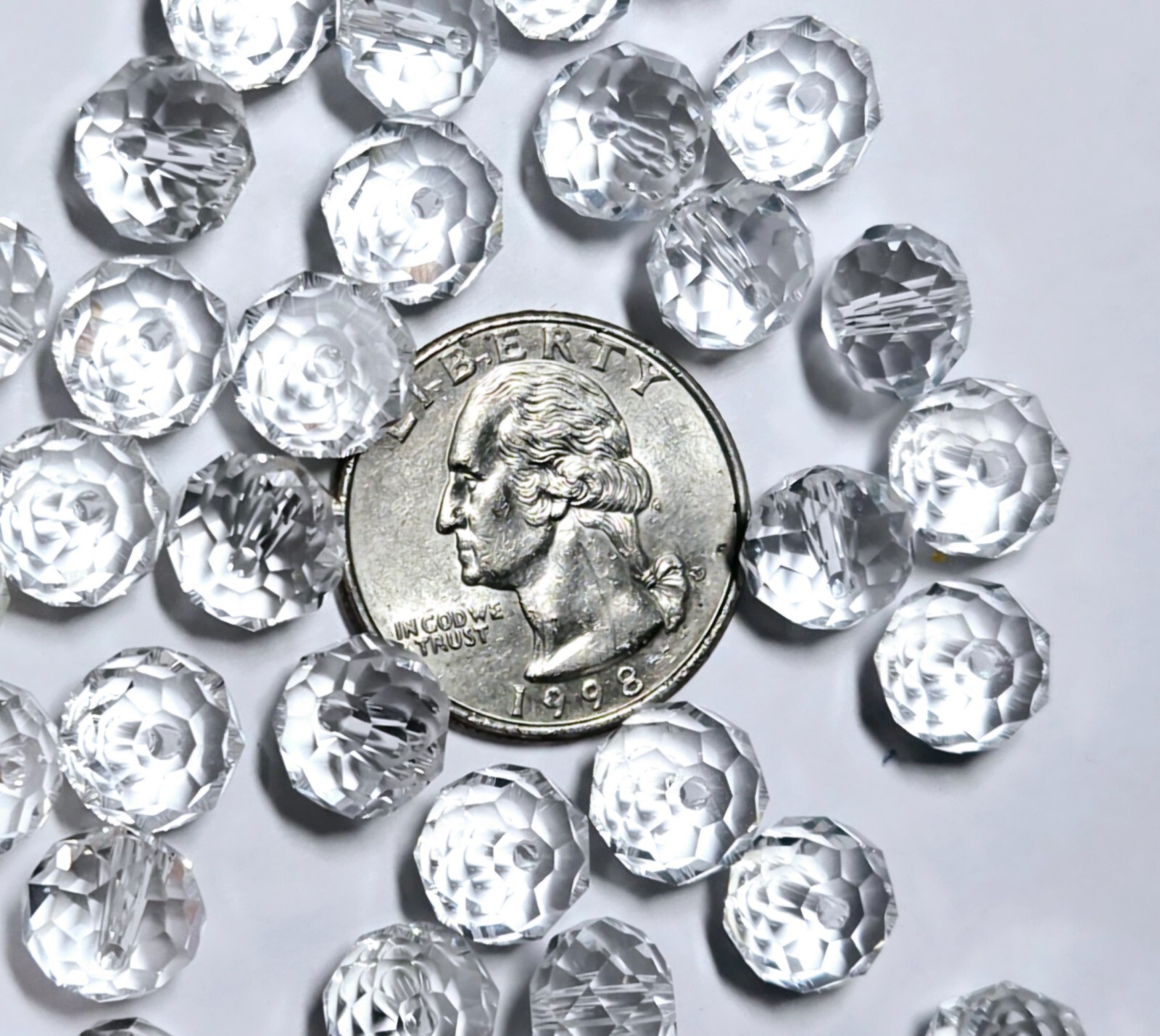 Crystal Beads 6x8mm Beads for Jewelry Making Bulk 180 pcs Clear White Roundelle