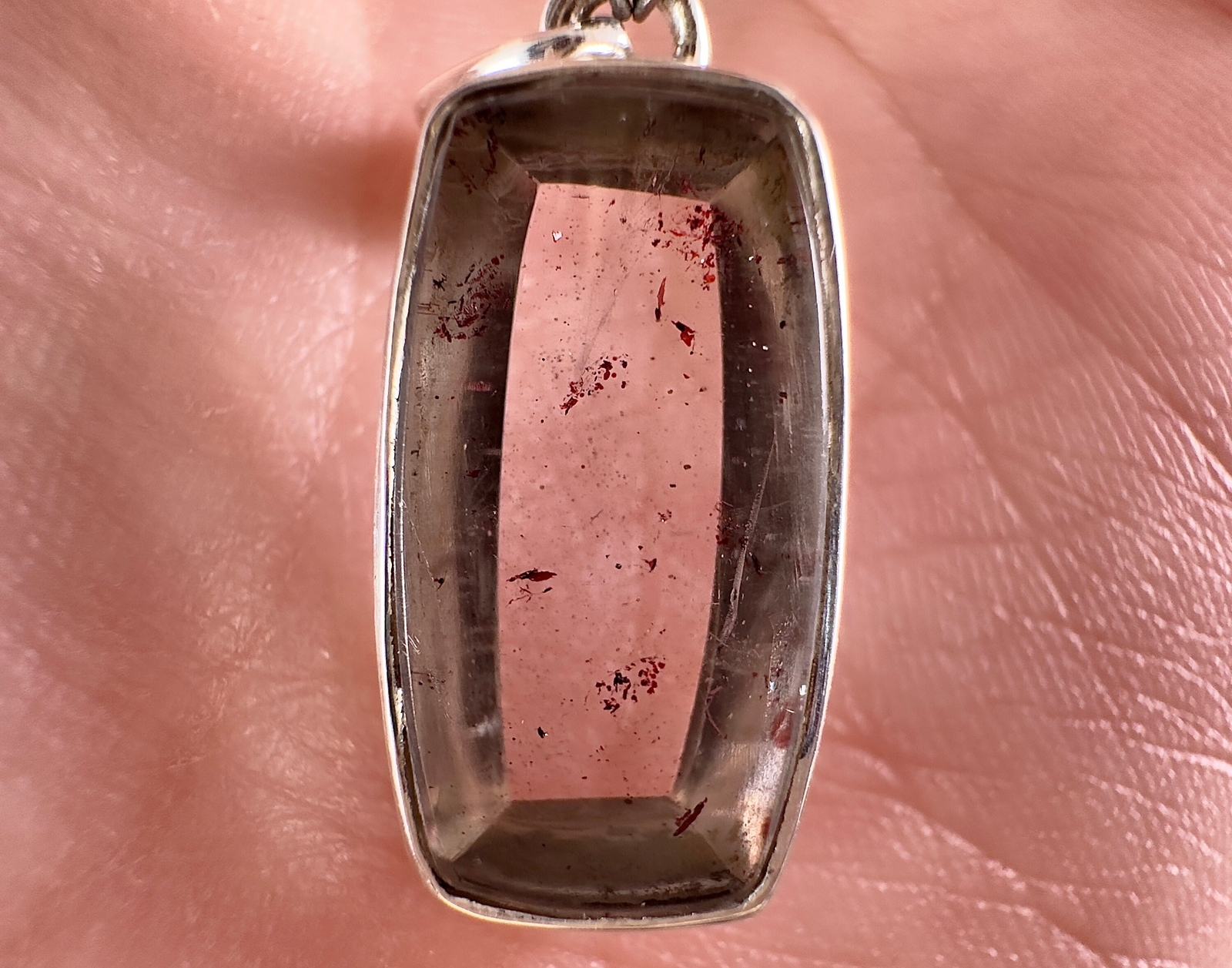 COVELLITE Pink Fire Quartz Crystal Pendant Fine Stone Healing Jewelry, 54300