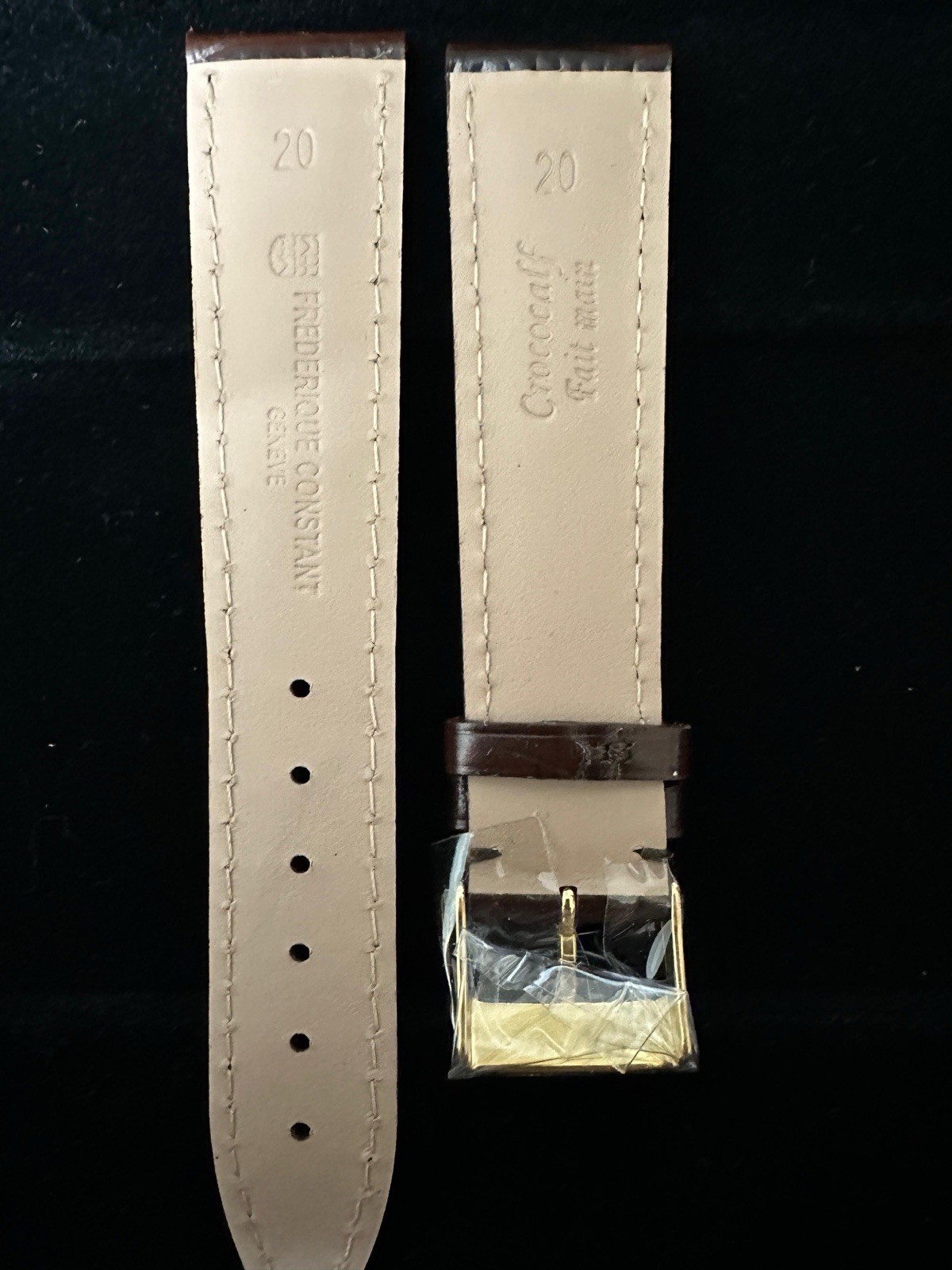 Fredrique Constant Brown Crocodile Style Leather Strap 20MM